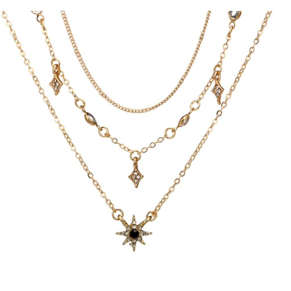 "The Northern Star" Boho Layered Diamond Necklace - Picture 4 of 5